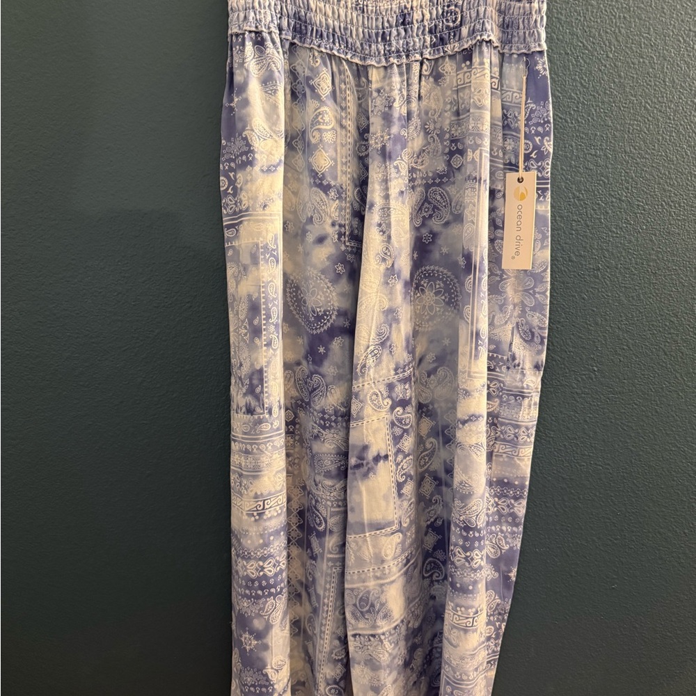 Ocean Drive Blue and White Wide Leg Pants
